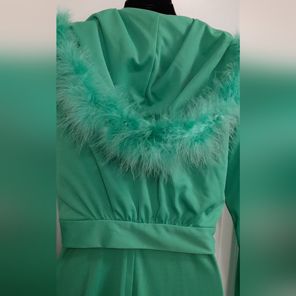 Vintage Green Long Formal Women's 2 Piece Dress See Measurements Small? - Picture 5 of 7